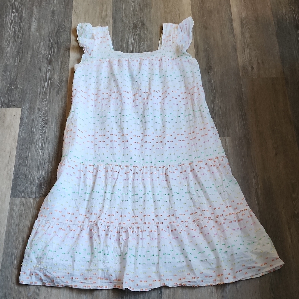 Draper James White Midi Dress with Multicolor Accents